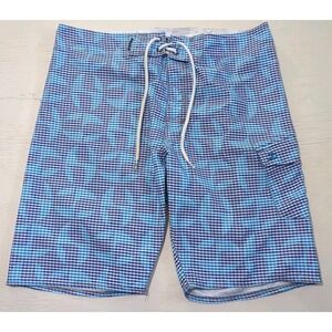 Split Boardshorts Men's‎ 36 Blue Checked Gingham Summer Whole New World
